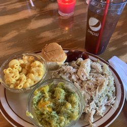 Classic Cadillac Coffee House - "Soul Food Sunday" Chicken&Dressing with gravy, cranberry sauce, cheesy broccoli (yum!) and mac-n-cheese.  Sweet Tea is great!