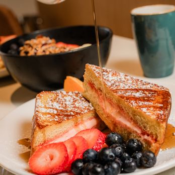 Ocean House By Roy Yamaguchi - French Polynesian Toast - Hawaiian sweetbread stuff ed with guava
cream, fresh papaya - Seafood Near Me - Lihue, Hawaii Ocean House By Roy Yamaguchi - French Polynesian Toast - Hawaiian sweetbread stuff ed with guava
cream, fresh papaya - Seafood Near Me - Lihue, Hawaii