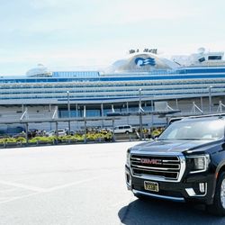 Lucky7 Transportation - "Luxury black SUVs ready for cruise transfers at Pier 27, San Francisco."