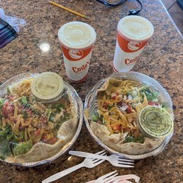 Chicken and sweet pork salads