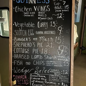 Gavaghans - The menu - note that cottage pie is beef; shepherds pie is lamb - Irish Pub Near Me - Sebring, Florida