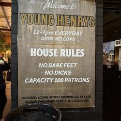 Young Henrys - House Rules