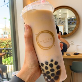 Motto Tea Cafe - Messy Taro Milk Tea with brown sugar boba, less sweet, less ice ($5.40) - Bubble Tea Near Me - San Gabriel, California