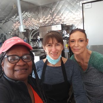 Route 66 Diner - The owner of Route 66 Diner in Missouri, Oksana, her waitress Stephanie and myself - New American Near Me - Saint Robert, Missouri