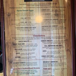 The breakfast menu