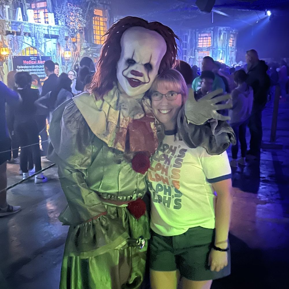 Haunted Web of Horrors - Pennywise character working the cue got ahold of my wife. - Haunted Houses Near Me - Memphis, Tennessee Haunted Web of Horrors - Pennywise character working the cue got ahold of my wife. - Haunted Houses Near Me - Memphis, Tennessee