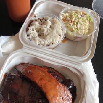 Uncle Andre's BBQ - Combo Plate Dinner with the rice and beans and coleslaw sides!! Must get!! - Barbeque Near Me - Studio City, California