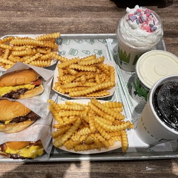 Shake Shack Plano, Legacy West - Smoke Shack Burger and 2 regular cheese burgers and a Sugar Plum Fairy Shake - Fast Food Near Me - Plano, Texas Shake Shack Plano, Legacy West - Smoke Shack Burger and 2 regular cheese burgers and a Sugar Plum Fairy Shake - Fast Food Near Me - Plano, Texas