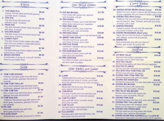 Menu photo 2 Benjamas Thai Restaurant Cooks Hill, NSW