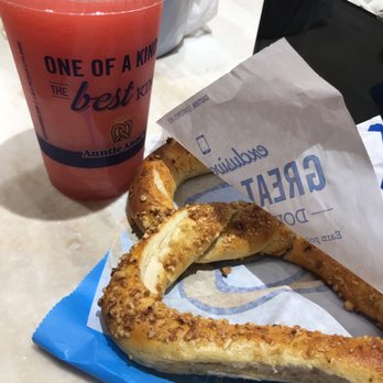 Auntie Anne's - Frozen Strawberry Lemonade & Sweet Almond pretzel - Fast Food Near Me - Puyallup, Washington