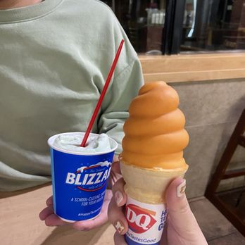 Dairy Queen Grill & Chill - Mint Oreo Blizzard, butterscotch dipped cone - Ice Cream & Frozen Yogurt Near Me - Campbell, California