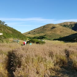 Coast Camp - Point Reyes National Seashore - View of the group camp sites from bathroom area. This is where all the partiers will stay, so try to avoid if you are looking for quiet.