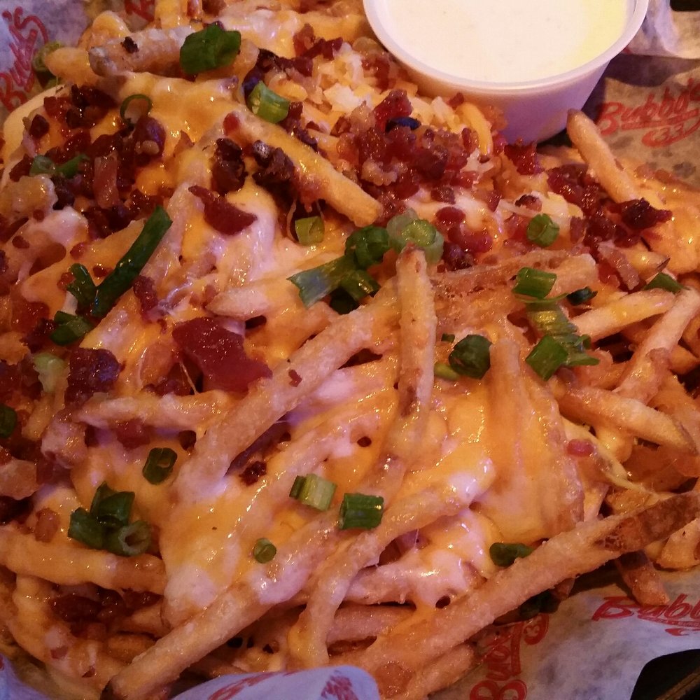 Bubba's 33 - loaded fries...the skinny, crispy fries don't get soggy - Burgers Near Me - Universal City, Texas Bubba's 33 - loaded fries...the skinny, crispy fries don't get soggy - Burgers Near Me - Universal City, Texas