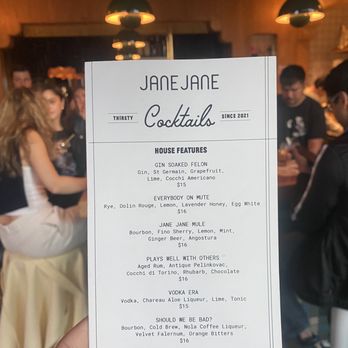Jane Jane - Menu features - Cocktail Bars Near Me - Washington, DC, District of Columbia