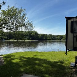 Pettibone Resort On The River - Camp site with Mississippi River in the background.