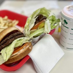 In-N-Out Burger - Regular and Protein-Style Double Meat Burgers with Small Fries and Neapolitan Shake