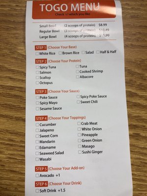 Menu photo 5 Poke Stage Poway, CA
