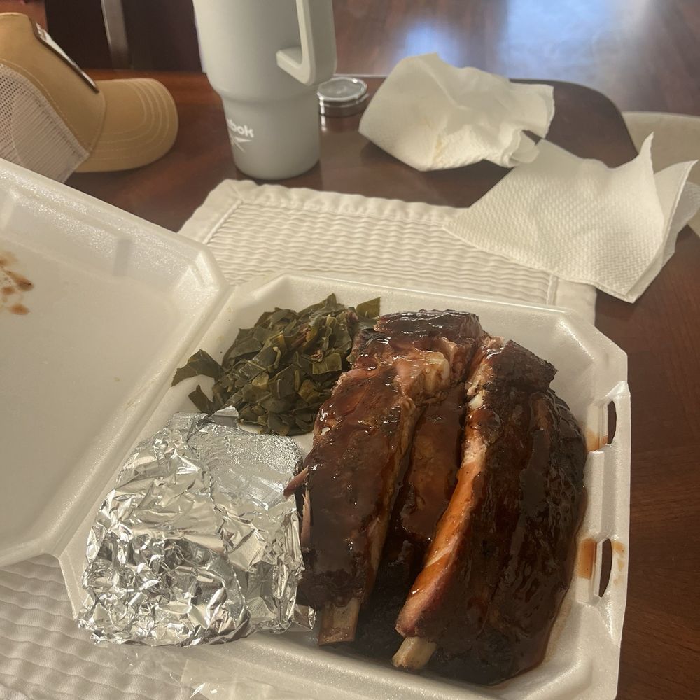 Jonezes BBQ - Half rack of ribs with collard greens and cornbread. - Food Trucks Near Me - Fort Myers, Florida