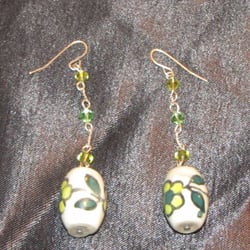 Vivienne's Collection - Earrings- Green and Yellow Daisy Design
