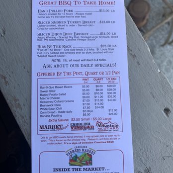 On the Side Bbq - Menu - Barbeque Near Me - Cashiers, North Carolina
