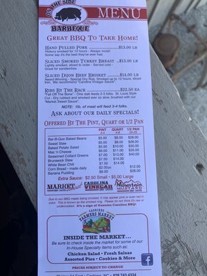 Menu photo 5 On the Side Bbq Cashiers, NC
