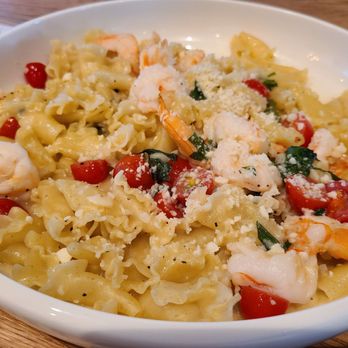 Sixty Vines - Campanelle pasta dish (shrimp, garlic, grape tomato, basil, white wine sauce ) - New American Near Me - Charlotte, North Carolina Sixty Vines - Campanelle pasta dish (shrimp, garlic, grape tomato, basil, white wine sauce ) - New American Near Me - Charlotte, North Carolina