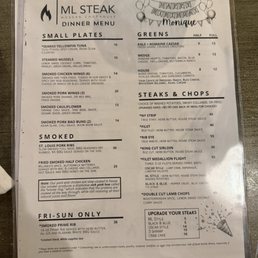 Menu with my wife's name in the upper right corner Menu with my wife's name in the upper right corner