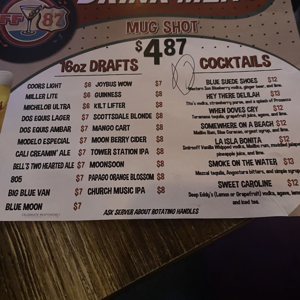 Off 87 - Drinks offered - Themed Cafes Near Me - Chandler, Arizona Off 87 - Drinks offered - Themed Cafes Near Me - Chandler, Arizona