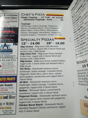 Menu photo 4 Backdraft Bar & Grill Holstein, IA