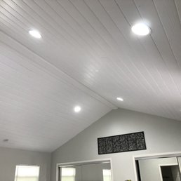 New tongue and groove wood ceiling and painted walls New tongue and groove wood ceiling and painted walls