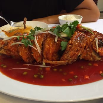 Chef Wang - Crispy snapper in sweet n sour sauce. - Sushi Bars Near Me - New Hyde Park, New York Chef Wang - Crispy snapper in sweet n sour sauce. - Sushi Bars Near Me - New Hyde Park, New York