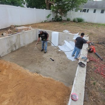 Island Supreme Pools - Prepping hard bottom floor. - Pool & Hot Tub Service Near Me Island Supreme Pools - Prepping hard bottom floor. - Pool & Hot Tub Service Near Me