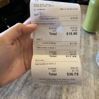 Jam Cafe on Beatty - receipt - Breakfast & Brunch Near Me - Vancouver, British Columbia Jam Cafe on Beatty - receipt - Breakfast & Brunch Near Me - Vancouver, British Columbia