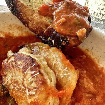 The Baklava Lady - Close-up of Vegan Lemon Ricotta Stuffed Zucchini Blossom. Excellent! - Cafes Near Me - Englishtown, New Jersey The Baklava Lady - Close-up of Vegan Lemon Ricotta Stuffed Zucchini Blossom. Excellent! - Cafes Near Me - Englishtown, New Jersey