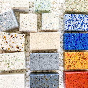 Mod Floors - Recycled glass countertop samples at Mod Floors showroom - Tiling Near Me - Rancho Mirage, California Mod Floors - Recycled glass countertop samples at Mod Floors showroom - Tiling Near Me - Rancho Mirage, California
