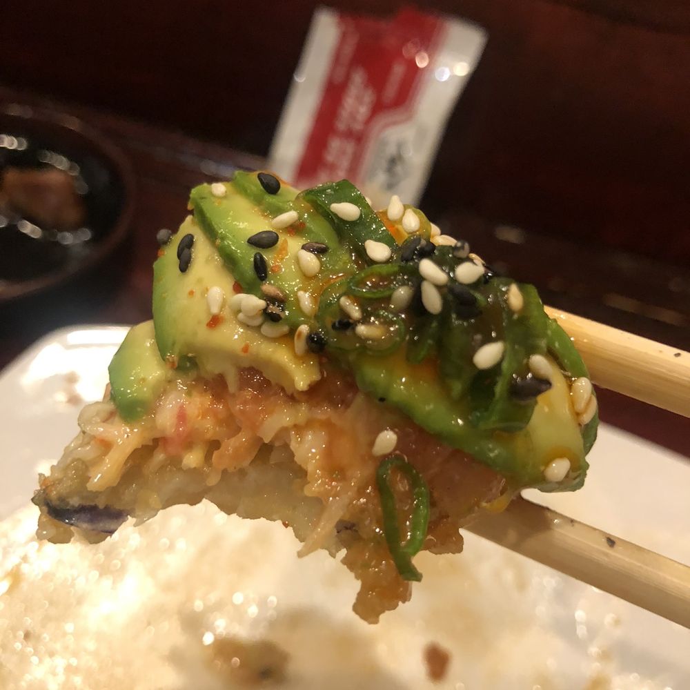 Anaba Sushi - Special snack from Richie! Rice, crab, spicy tuna, avocado. Yum! - Japanese Near Me - Glendora, California