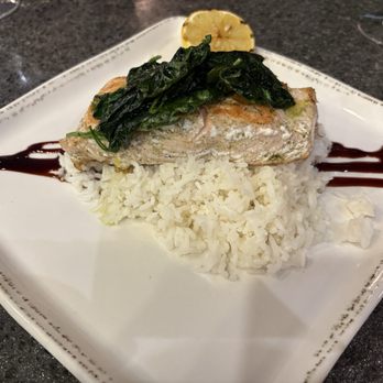 Beans & Barrel - Salmon, jasmine rice and spinach - Coffee & Tea Near Me - Frisco, Texas