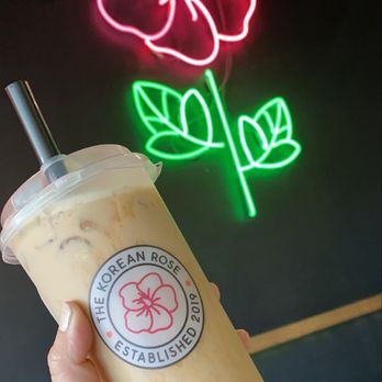 The Korean Rose - Black milk tea with boba and 75% sweetness - Coffee & Tea Near Me - Tucson, Arizona The Korean Rose - Black milk tea with boba and 75% sweetness - Coffee & Tea Near Me - Tucson, Arizona
