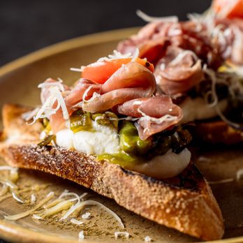 Carmine's Eatery - Crostini with Prosciutto, mozzarella and long hots - Beer, Wine & Spirits Near Me - Newtown Square, Pennsylvania Carmine's Eatery - Crostini with Prosciutto, mozzarella and long hots - Beer, Wine & Spirits Near Me - Newtown Square, Pennsylvania