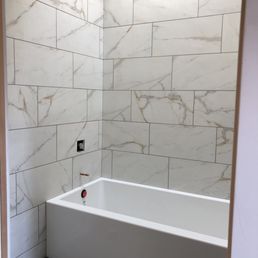 Here is our tiled bathroom!