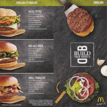 McDonald's - Build Your Burger - Specialty Builds (SoCal Style, Hot All Over, Grill Thriller) - Fast Food Near Me - Laguna Niguel, California McDonald's - Build Your Burger - Specialty Builds (SoCal Style, Hot All Over, Grill Thriller) - Fast Food Near Me - Laguna Niguel, California
