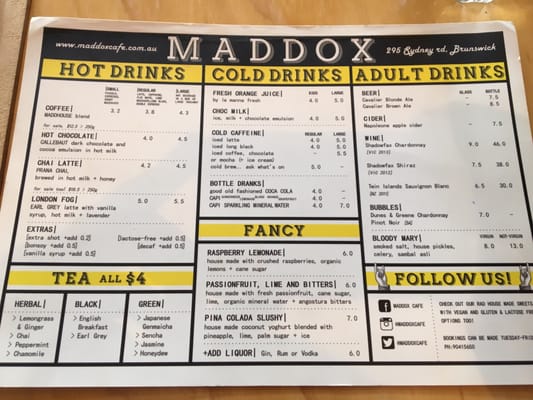 Menu photo 3 Maddox Brunswick, VIC Menu photo 3 Maddox Brunswick, VIC