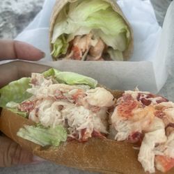 Lobster roll and lobster sandwich (wheat wrap option)