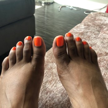NailSouth - Basic Pedicure | Color: DND orange crush - Nail Salons Near Me - Atlanta, Georgia