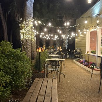 Crepetopia - Beautiful outside area at night. They do have lots of tables inside too. - Creperies Near Me - Sarasota, Florida