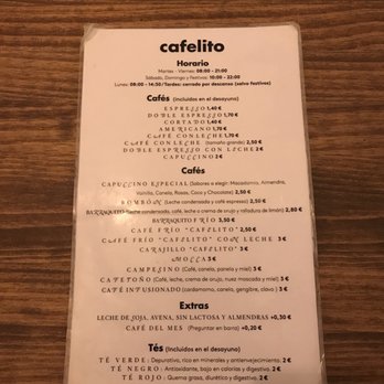 Cafelito - Menu - Coffee & Tea Near Me - Madrid, M