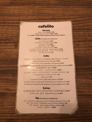 Menu photo 3 Cafelito Madrid, M