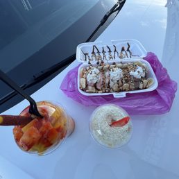 n ice cream sundae and a fruit salad n ice cream sundae and a fruit salad