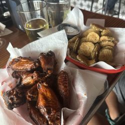 Smoked wings and fried pickles!