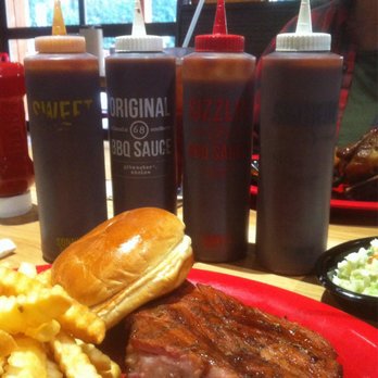 Sonny's BBQ - Four sauces to choose from: sweet, original, sizzlin' and smokin'. Plus they have a mustard based sauce in packets. - Barbeque Near Me - Tallahassee, Florida Sonny's BBQ - Four sauces to choose from: sweet, original, sizzlin' and smokin'. Plus they have a mustard based sauce in packets. - Barbeque Near Me - Tallahassee, Florida